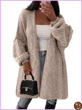 Oversized Long Cardigan Sweater Open Front Knit Layering Piece